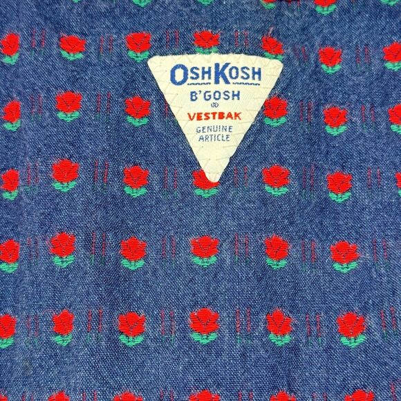 Vintage Y2K OshKosh B’gosh Rose Floral Overall Denim Vestbak Bubble Romper Sz 2t - Picture 14 of 16